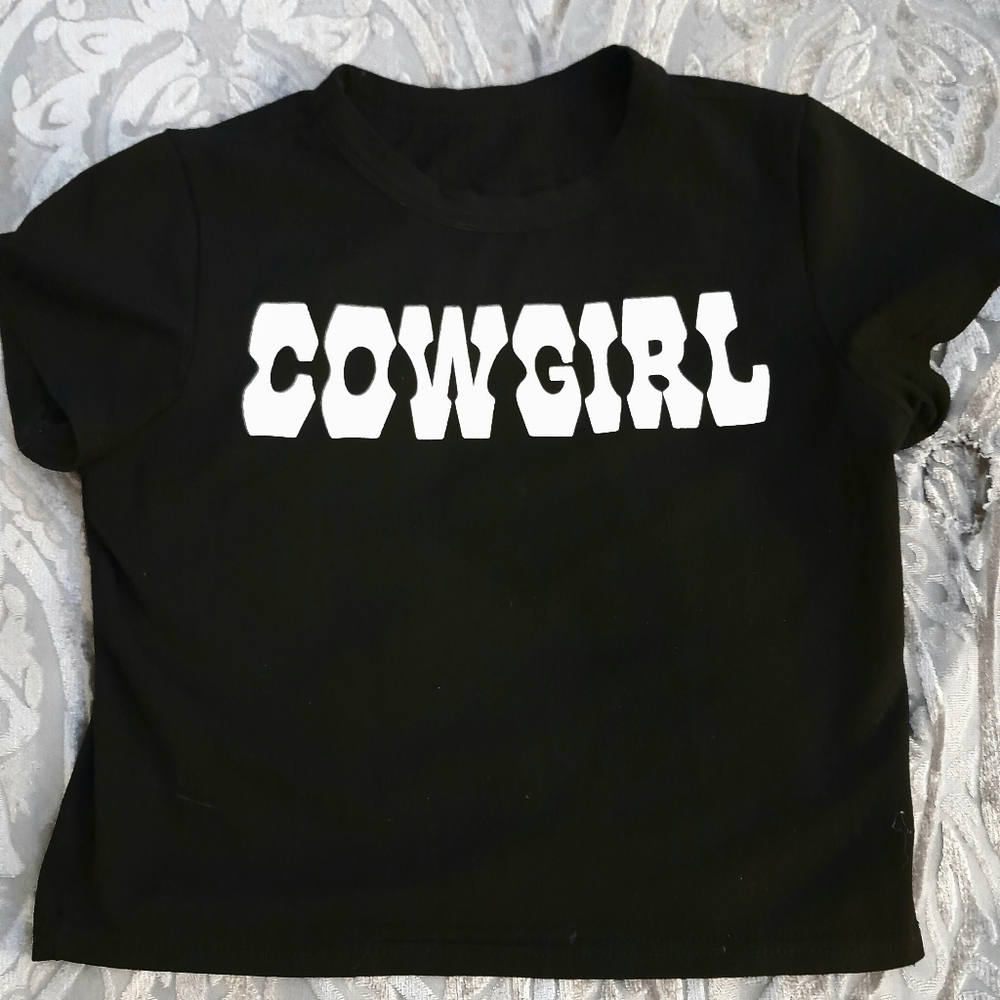 Black Cowboy baby tee y2k